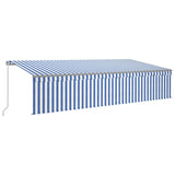 VidaXL Luifel handmatig uittrekbaar met rolgordijn LED 6x3 m blauw wit