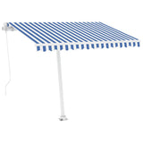 VidaXL Luifel vrijstaand handmatig uittrekbaar 300x250 cm blauw en wit
