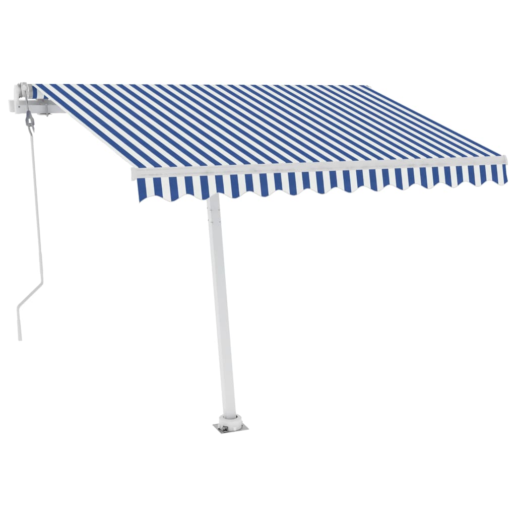 VidaXL Luifel vrijstaand automatisch 300x250 cm blauw en wit