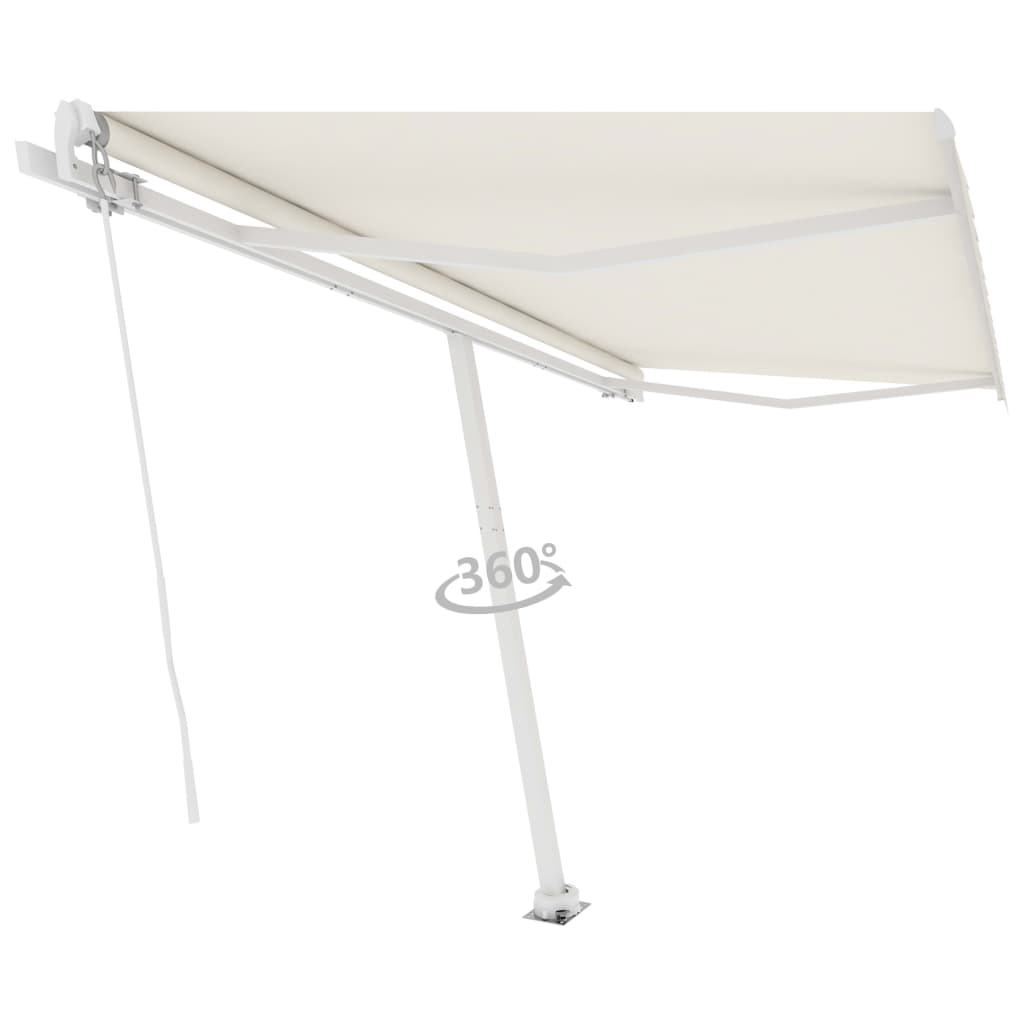 VidaXL Luifel vrijstaand handmatig uittrekbaar 400x300 cm crèmekleurig