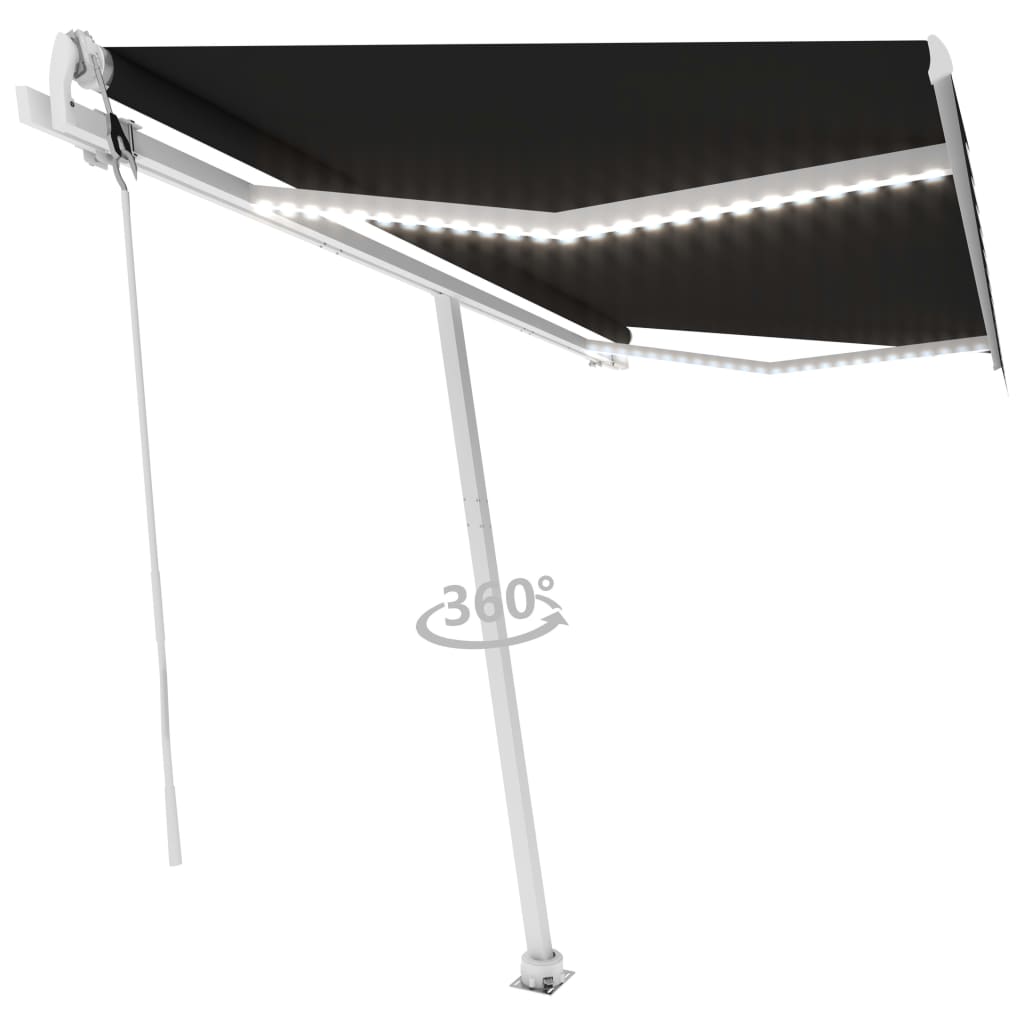 VidaXL Luifel automatisch met LED en windsensor 400x300 cm antraciet