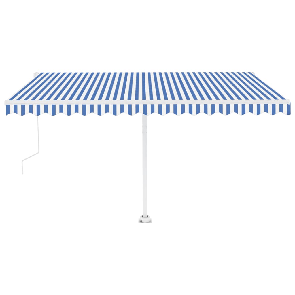 VidaXL Luifel vrijstaand automatisch 450x300 cm blauw en wit