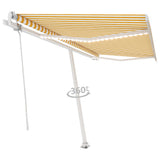 VidaXL Luifel automatisch met LED en windsensor 450x300 cm geel en wit