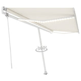 VidaXL Luifel automatisch met LED en windsensor 500x300 cm crèmekleur