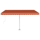 VidaXL Luifel handmatig uittrekbaar met LED 400x350 cm oranje en bruin