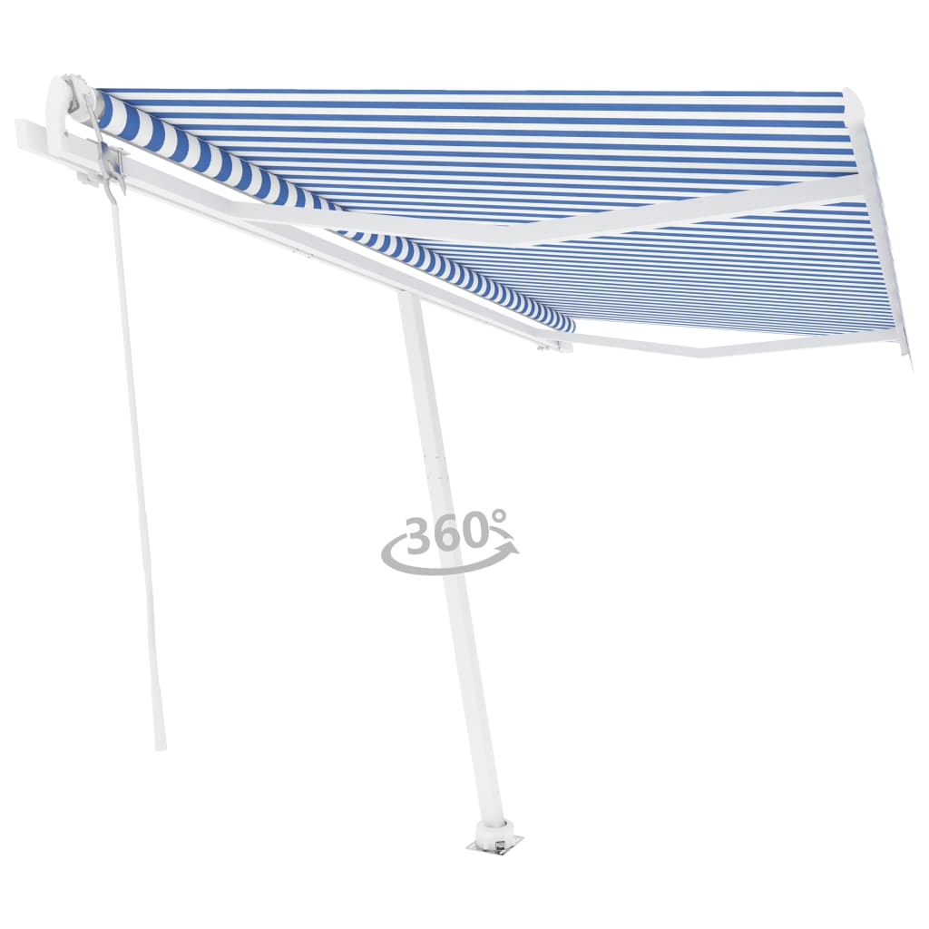 VidaXL Luifel vrijstaand automatisch 400x350 cm blauw en wit