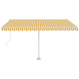 VidaXL Luifel automatisch met LED en windsensor 400x350 cm geel en wit