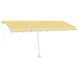 VidaXL Luifel handmatig uittrekbaar met LED 500x350 cm geel en wit