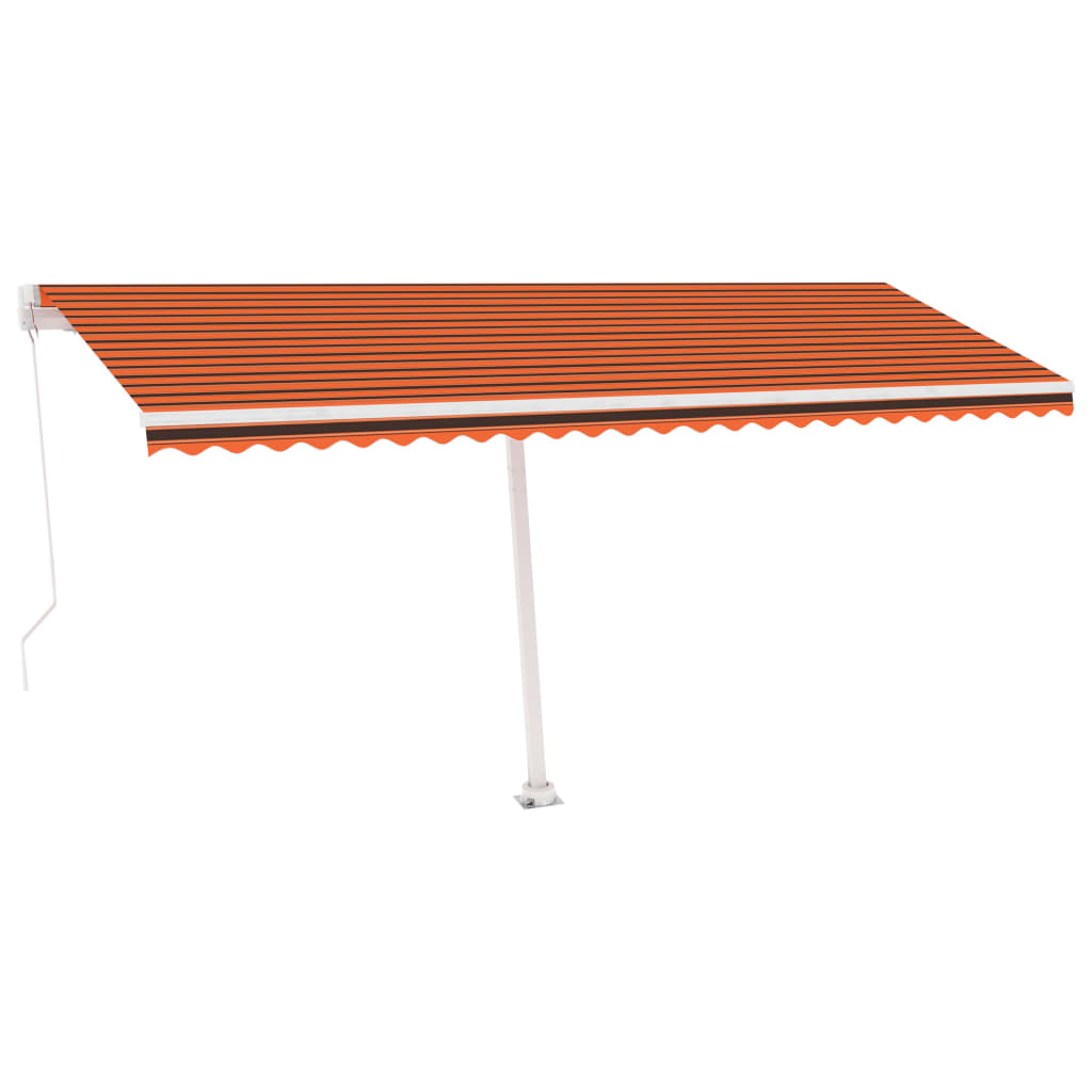VidaXL Luifel handmatig uittrekbaar met LED 500x350 cm oranje en bruin