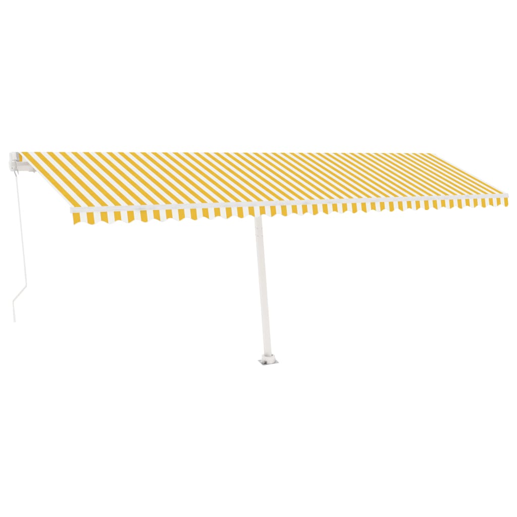 VidaXL Luifel vrijstaand handmatig uittrekbaar 600x350 cm geel en wit