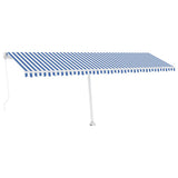 VidaXL Luifel handmatig uittrekbaar met LED 600x350 cm blauw en wit