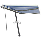 VidaXL Luifel vrijstaand handmatig uittrekbaar 300x250 cm blauw en wit