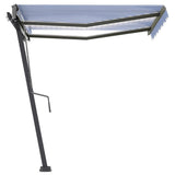 VidaXL Luifel handmatig uittrekbaar met LED 300x250 cm blauw en wit