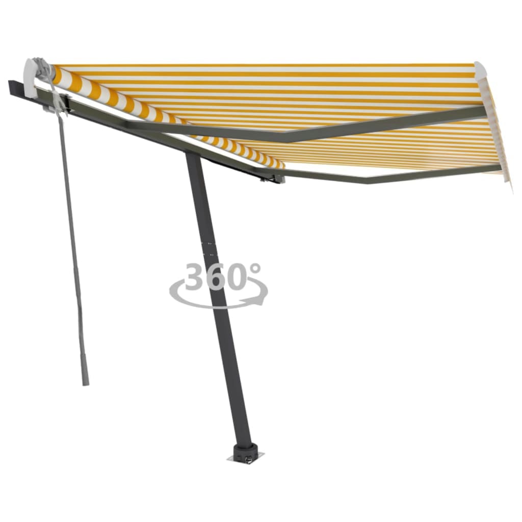 VidaXL Luifel vrijstaand handmatig uittrekbaar 350x250 cm geel en wit