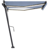 VidaXL Luifel automatisch met LED en windsensor 350x250 cm blauw wit