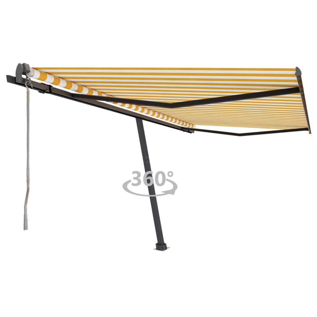 VidaXL Luifel vrijstaand automatisch 400x300 cm geel en wit