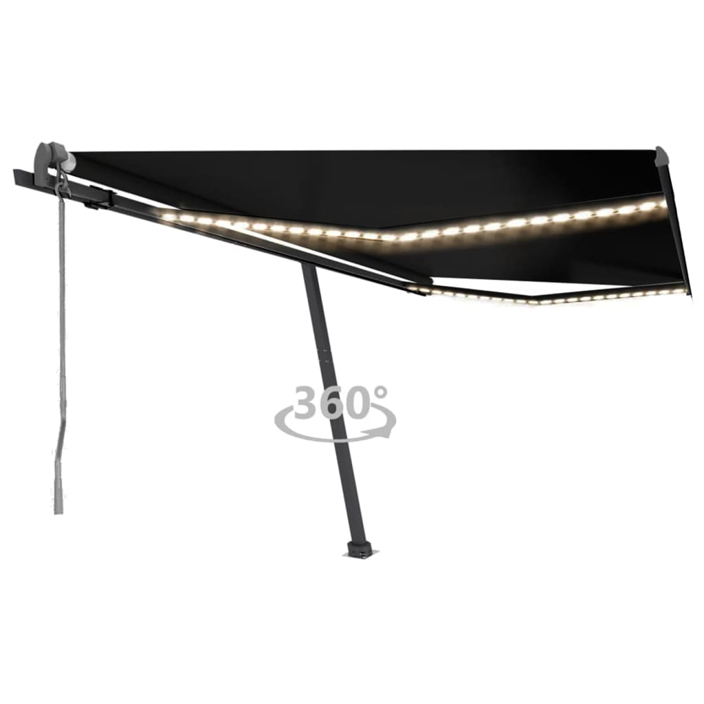 VidaXL Luifel automatisch met LED en windsensor 400x300 cm antraciet