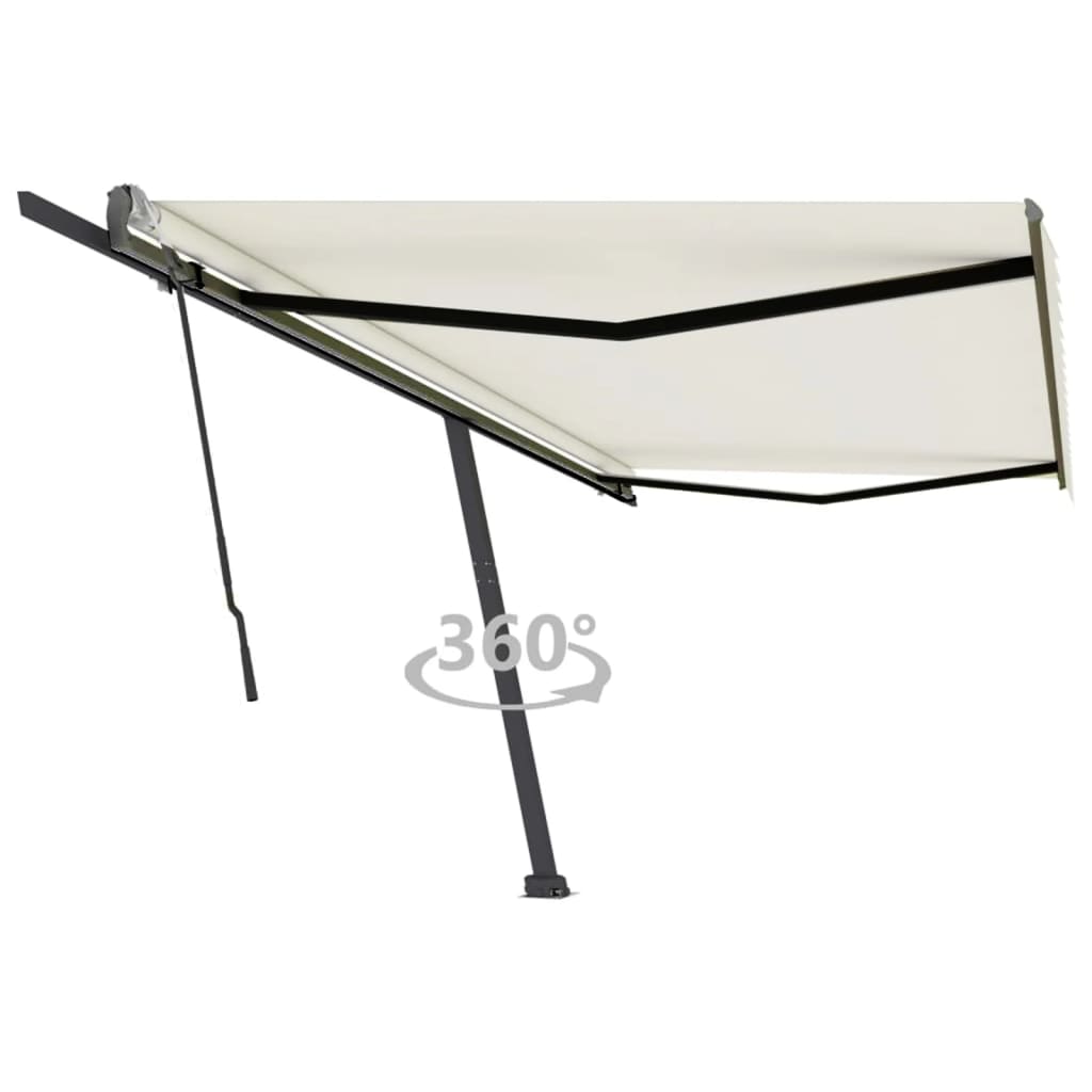 VidaXL Luifel vrijstaand handmatig uittrekbaar 500x300 cm crèmekleurig