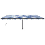 VidaXL Luifel vrijstaand handmatig uittrekbaar 600x300 cm blauw en wit