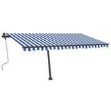 VidaXL Luifel handmatig uittrekbaar met LED 400x350 cm blauw en wit