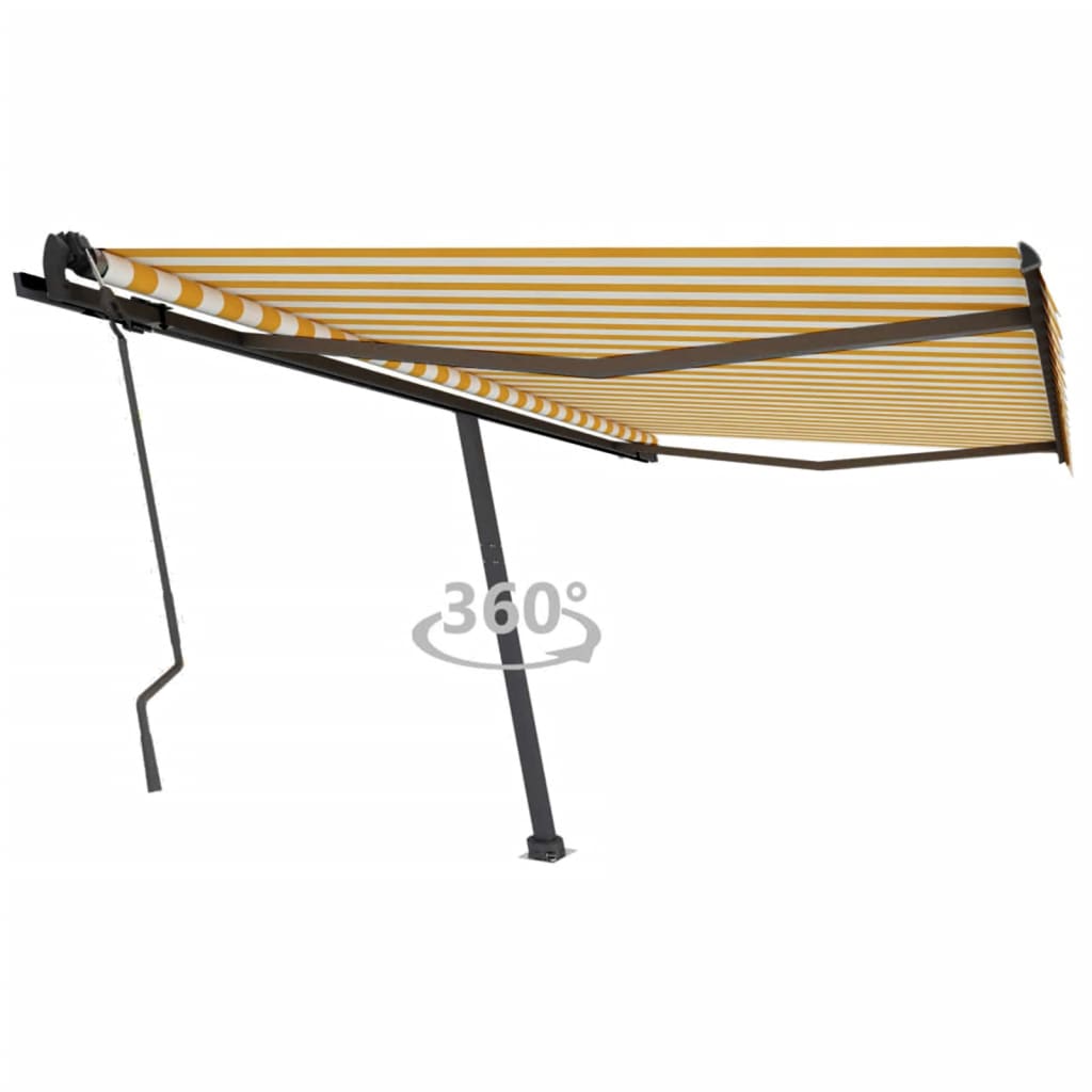 VidaXL Luifel vrijstaand handmatig uittrekbaar 450x350 cm geel en wit