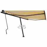 VidaXL Luifel vrijstaand handmatig uittrekbaar 450x350 cm geel en wit