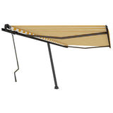 VidaXL Luifel vrijstaand handmatig uittrekbaar 450x350 cm geel en wit