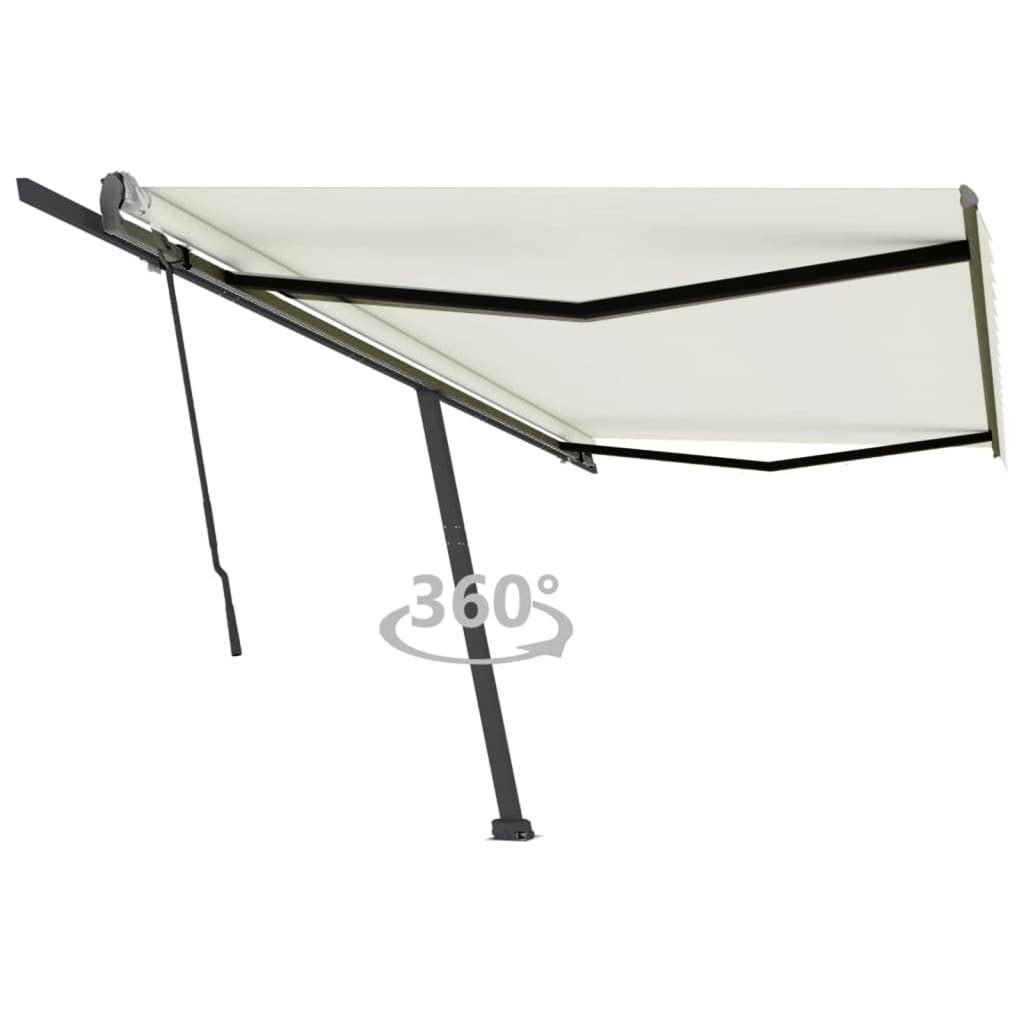 VidaXL Luifel vrijstaand handmatig uittrekbaar 500x350 cm crèmekleurig