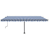VidaXL Luifel automatisch met LED en windsensor 500x350 cm blauw wit