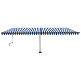 VidaXL Luifel vrijstaand handmatig uittrekbaar 600x350 cm blauw en wit