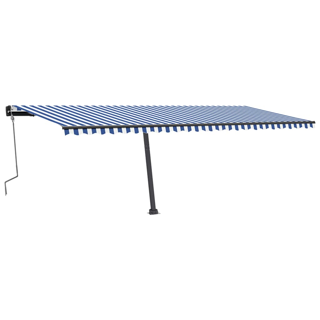 VidaXL Luifel handmatig uittrekbaar met LED 600x350 cm blauw en wit