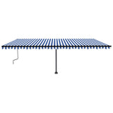 VidaXL Luifel handmatig uittrekbaar met LED 600x350 cm blauw en wit