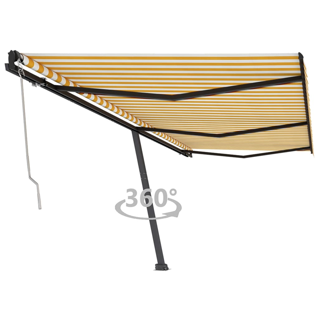 VidaXL Luifel vrijstaand automatisch 600x350 cm geel en wit