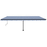 VidaXL Luifel automatisch met LED en windsensor 600x350 cm blauw wit