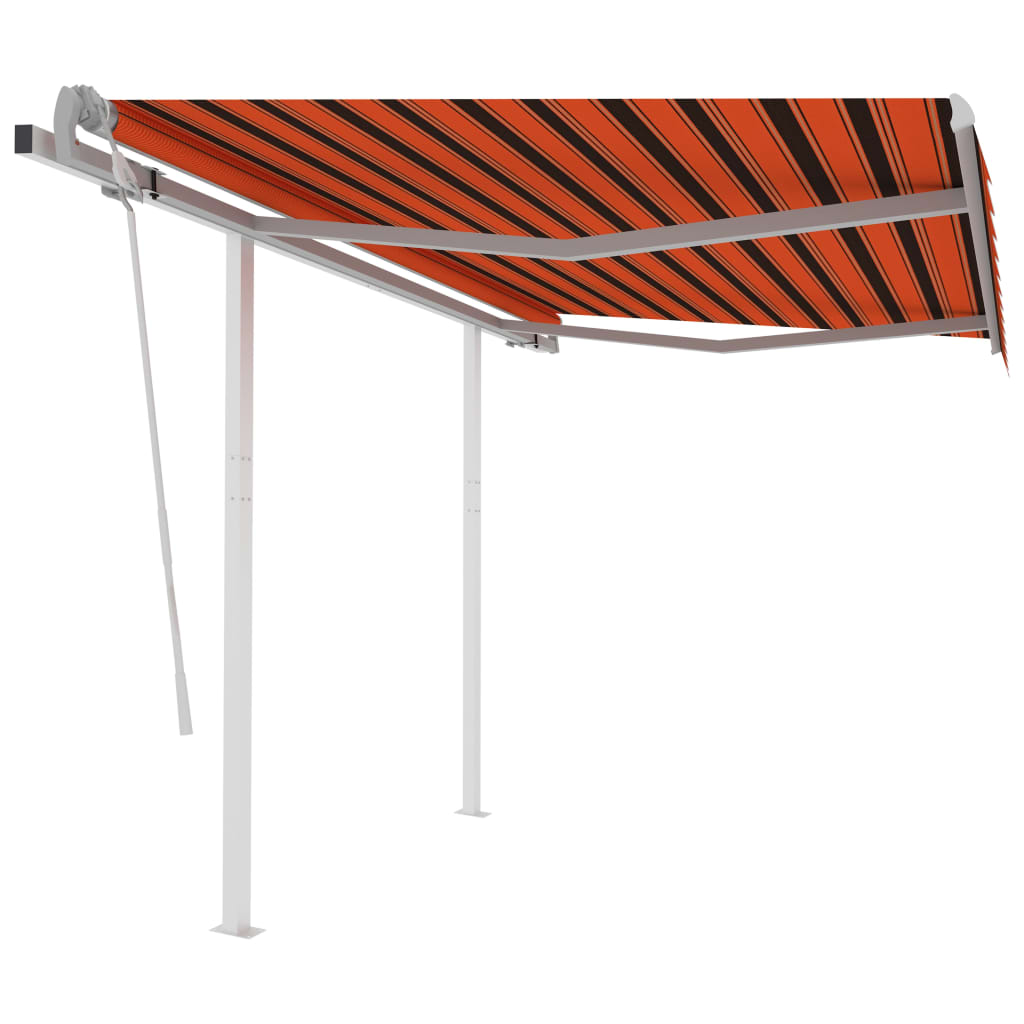 VidaXL Luifel handmatig uittrekbaar met palen 3x2,5 m oranje en bruin