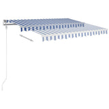 VidaXL Luifel handmatig uittrekbaar met LED 3x2,5 m blauw en wit