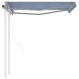VidaXL Luifel automatisch uittrekbaar met palen 3,5x2,5 m blauw en wit