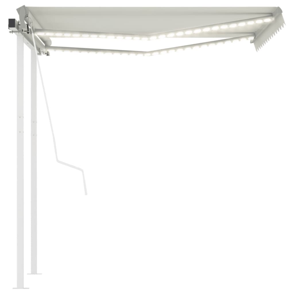 VidaXL Luifel automatisch met LED en windsensor 3,5x2,5 m crèmekleurig
