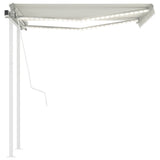 VidaXL Luifel automatisch met LED en windsensor 3,5x2,5 m crèmekleurig