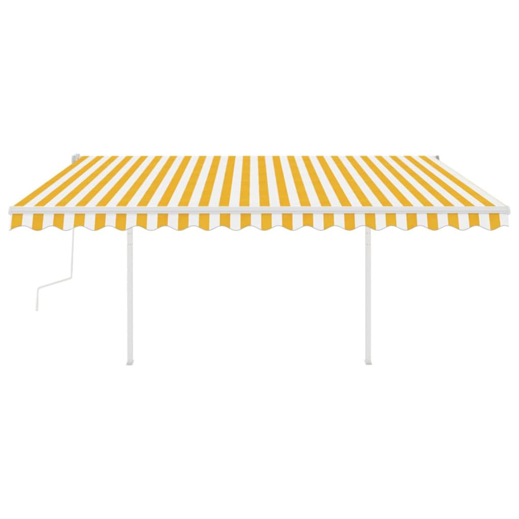 VidaXL Luifel handmatig uittrekbaar met LED 4x3 m geel en wit