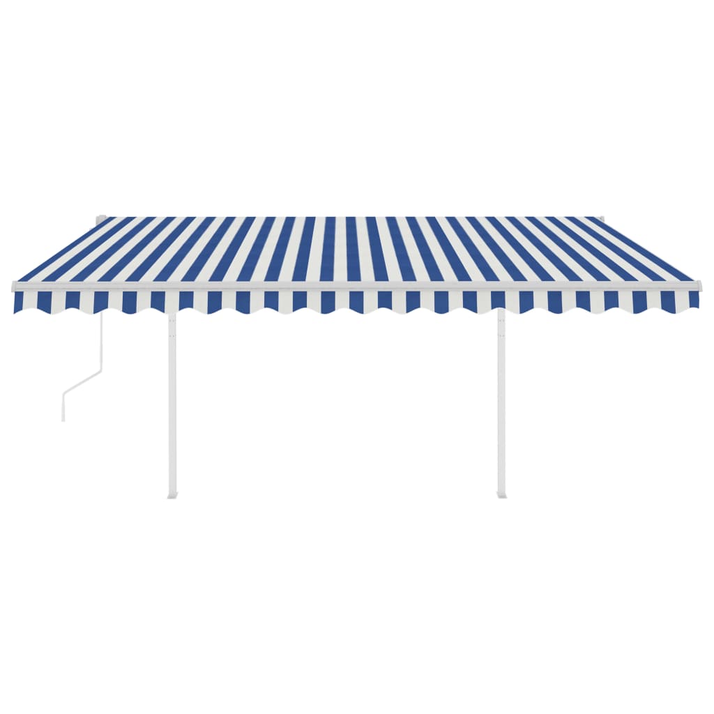 VidaXL Luifel automatisch met LED en windsensor 4x3 m blauw en wit