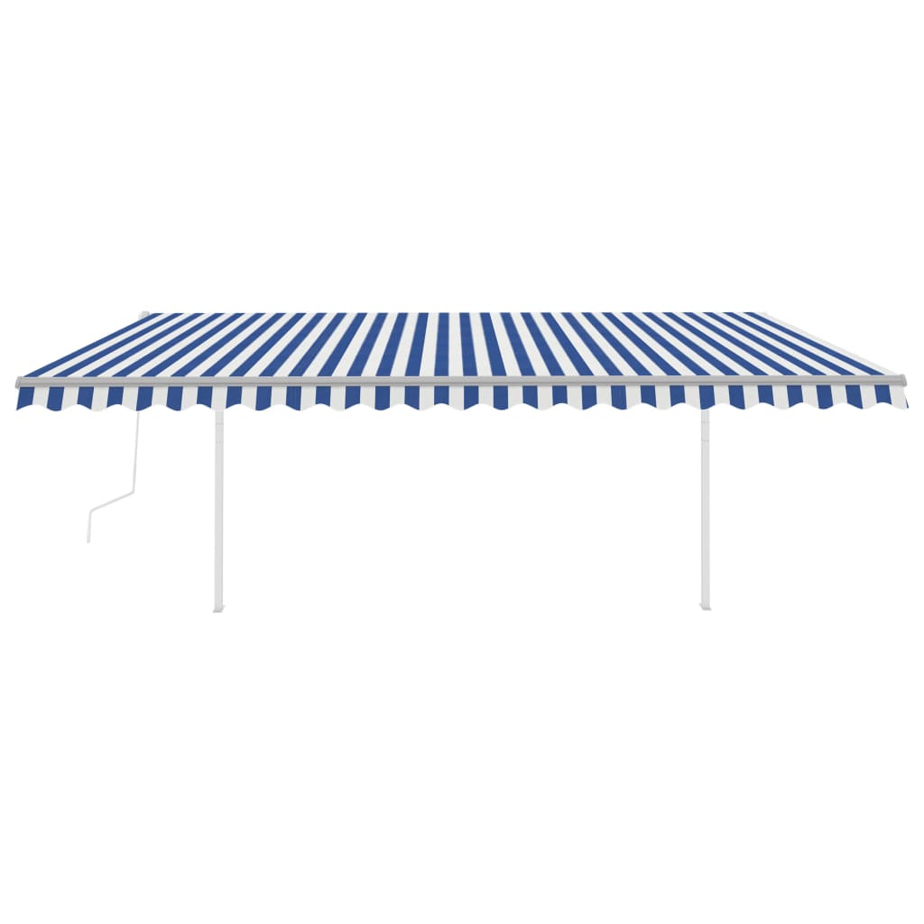 VidaXL Luifel automatisch uittrekbaar met palen 5x3 m blauw en wit