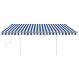VidaXL Luifel handmatig uittrekbaar met LED 4,5x3,5 m blauw en wit