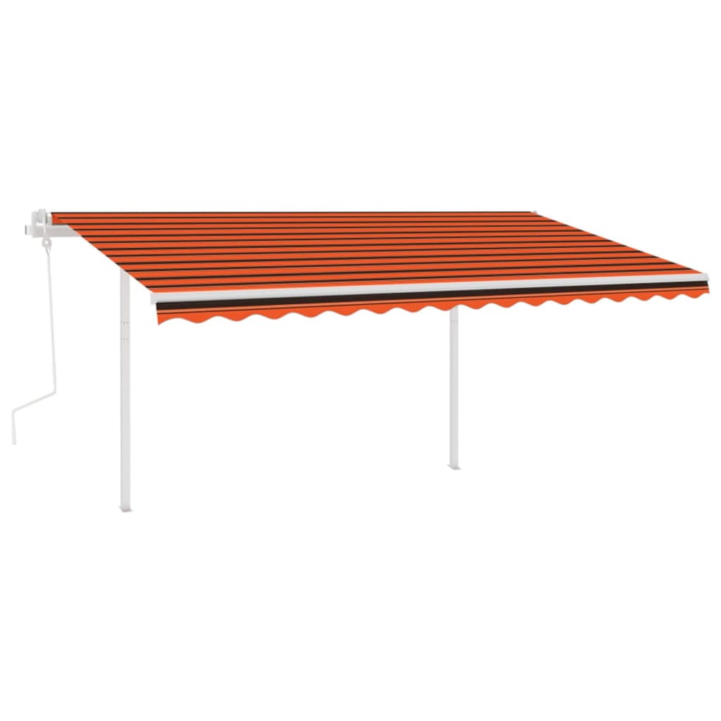 VidaXL Luifel handmatig uittrekbaar met LED 4,5x3,5 m oranje en bruin