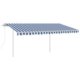 VidaXL Luifel automatisch uittrekbaar met palen 4,5x3,5 m blauw en wit