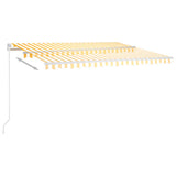 VidaXL Luifel automatisch met LED en windsensor 4,5x3,5 m geel en wit