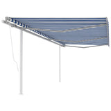 VidaXL Luifel automatisch uittrekbaar met palen 6x3,5 m blauw en wit