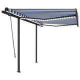 VidaXL Luifel automatisch met LED en windsensor 3x2,5 m blauw en wit