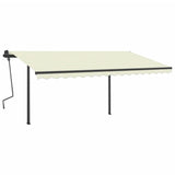 VidaXL Luifel handmatig uittrekbaar met palen 4x3 m crèmekleurig
