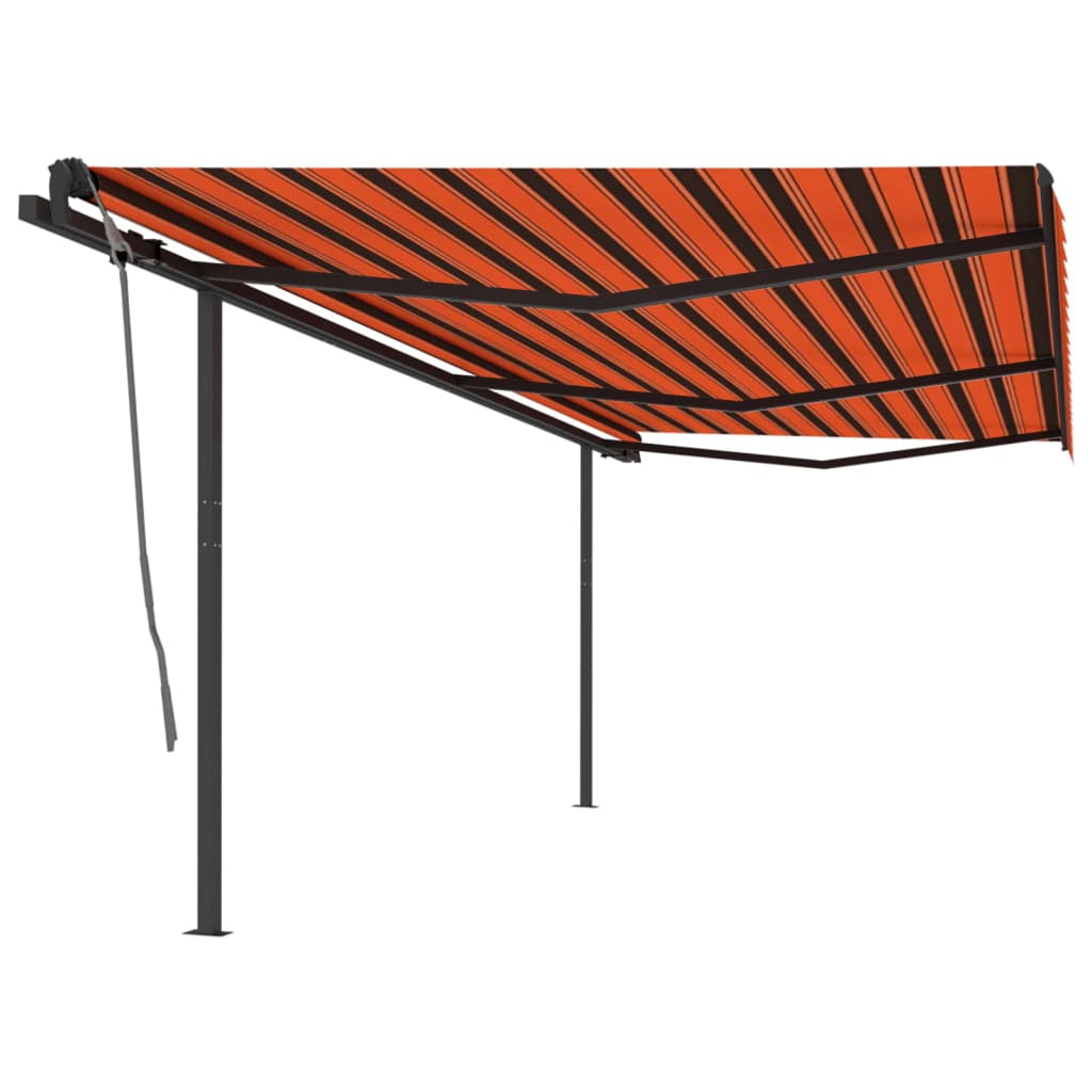 VidaXL Luifel automatisch uittrekbaar met palen 6x3 m oranje en bruin